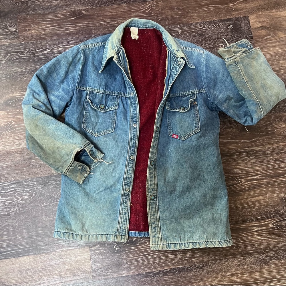 Rugged K Union Made Vintage Men’s Weathered Lined Denim Jacket M/L USA 70s retro